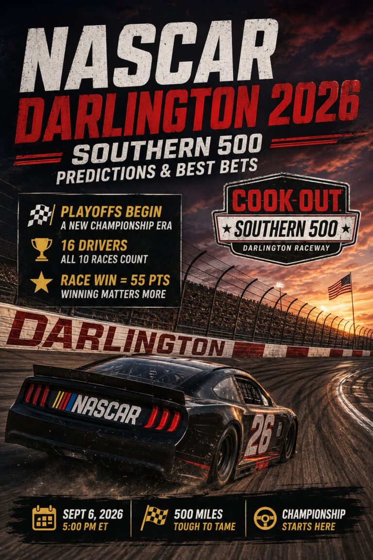 NASCAR Darlington 2026 Predictions: Southern 500 Odds, Playoff Grid, and Best Bets